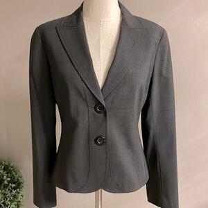 Lafayette 148 New York 2 button closure blazer gray polished sophisticated sz 6